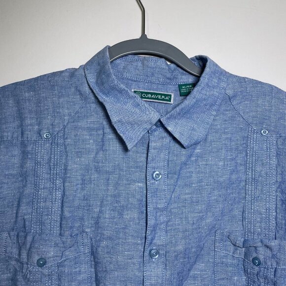 Men's XL Cubavera Linen/Cotton Blend Short Sleeve Button Down Shirt - Picture 3 of 7